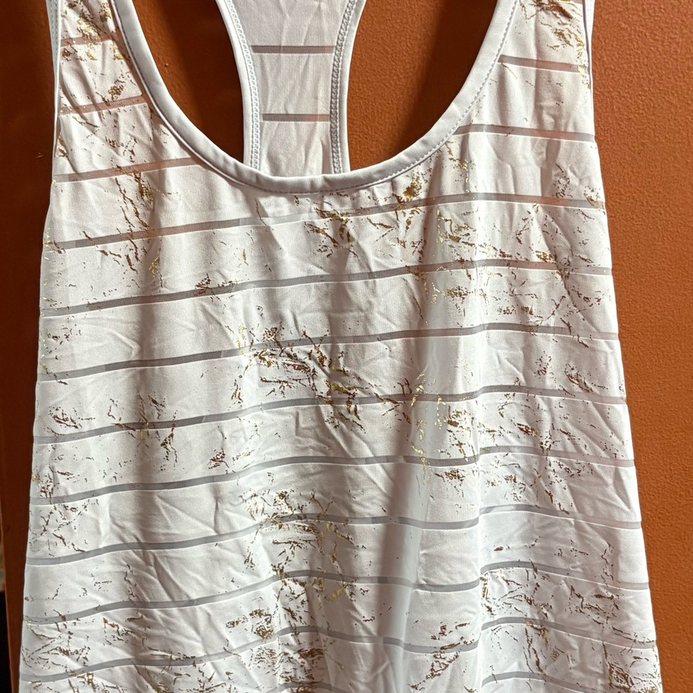 Zyia Stylish White and Gold Women's Tank Top